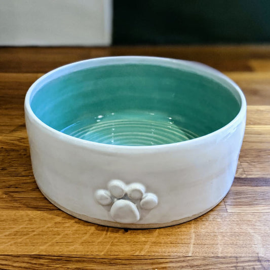 Lawoofs of Devon Ceramic Dog Bowl Green