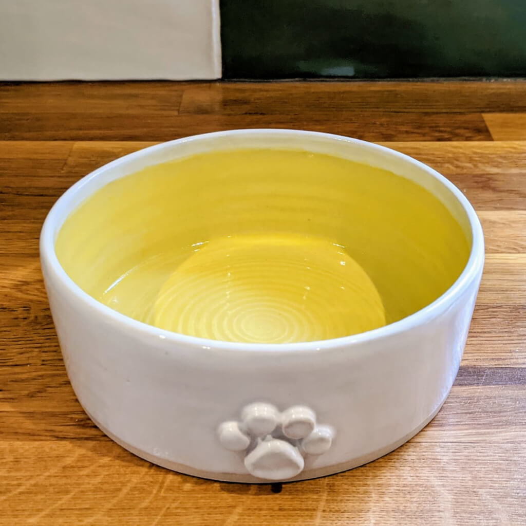 Lawoofs of Devon Ceramic Dog Bowl Yellow