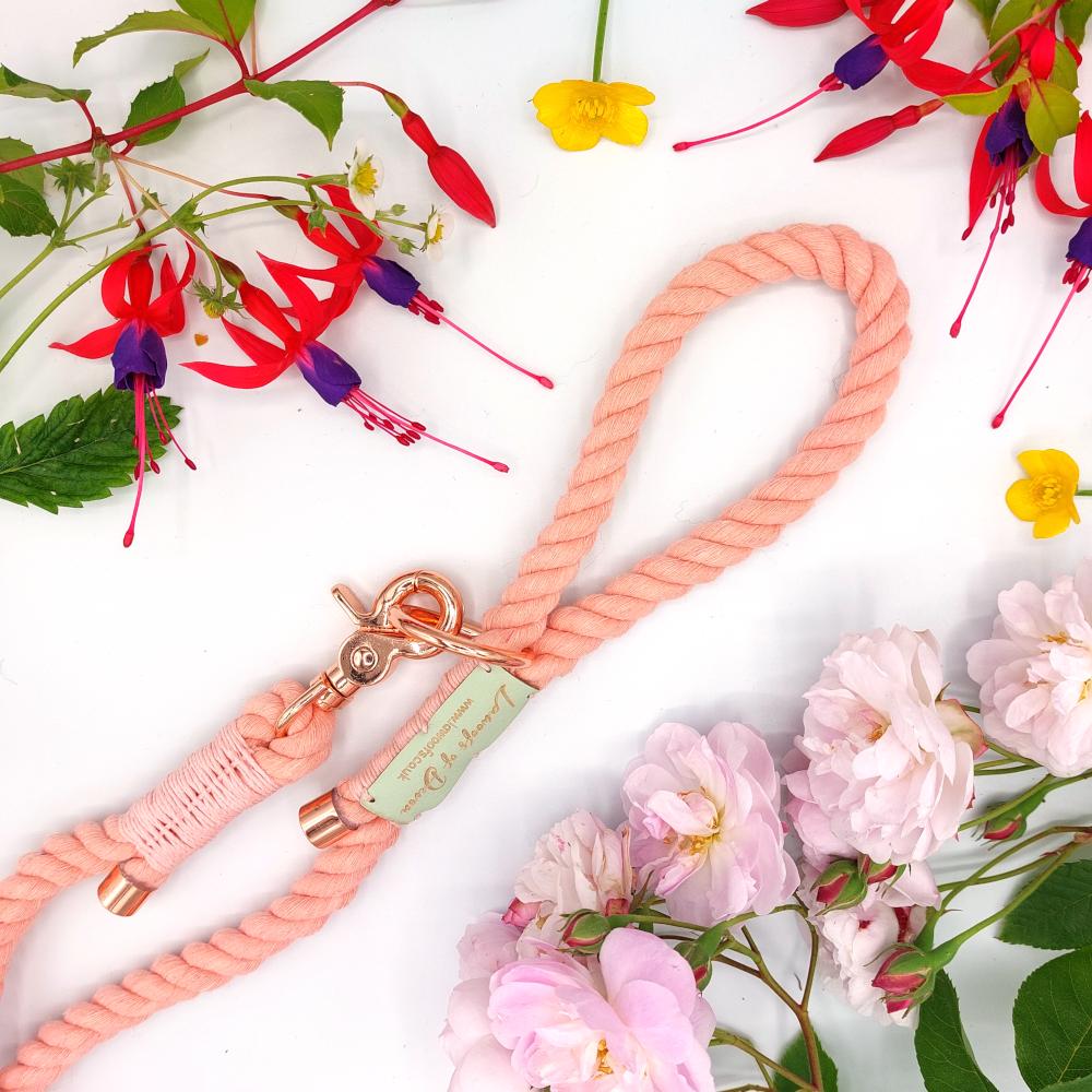 Natural Cotton Dog Lead - Pink